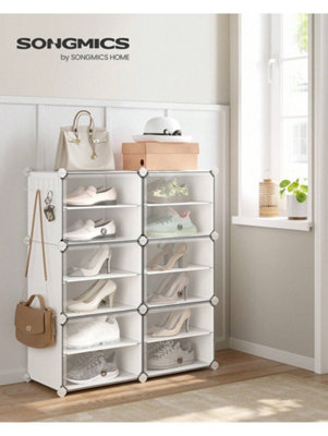 Interlocking Shoe Rack Cabinet, 6-Slot Modular Storage Organiser Unit ...