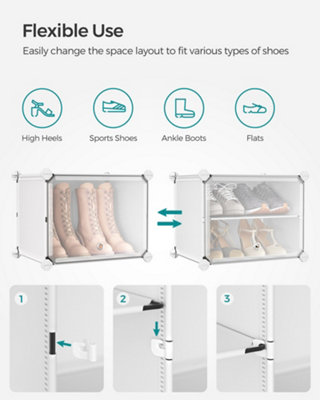 Interlocking Shoe Rack, Plastic Shoe Storage Cabinet, 10-Slot Modular ...