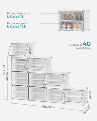 Interlocking Shoe Rack, Plastic Shoe Storage Cabinet, 10-Slot Modular ...
