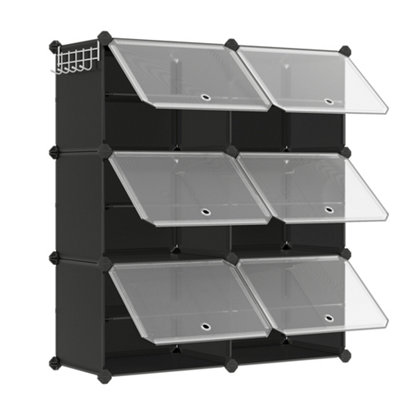 Interlocking Shoe Rack, Plastic Shoe Storage Cabinet, 6-Slot Modular ...