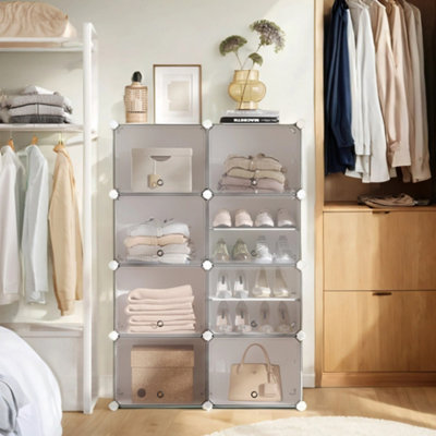 Interlocking Shoe Rack, Plastic Shoe Storage Cabinet, 8-Slot Modular ...