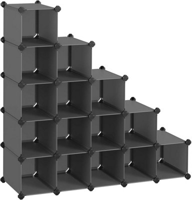 INTERLOCKING SHOE RACK, RECTANGULAR STORAGE ORGANISER, 15-SLOT MODULAR ...