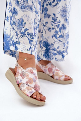 Interlocking Strap Wedge Sandals with Adjustable Buckle Heel