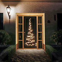 Internal Door Christmas Tree Shaped Light Decoration - Festive Xmas Lighting with 120 Twinkling Warm White LEDs - H210 x 85cm