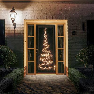 Internal Door Christmas Tree Shaped Light Decoration - Festive Xmas Lighting with 120 Twinkling Warm White LEDs - H210 x 85cm Price Comparisons | Compare The Build