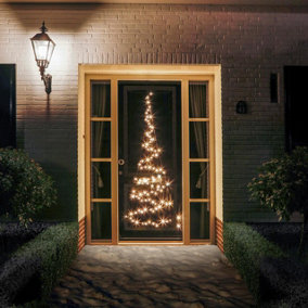 Internal Door Christmas Tree Shaped Light Decoration - Festive Xmas Lighting with 120 Twinkling Warm White LEDs - H210 x 85cm