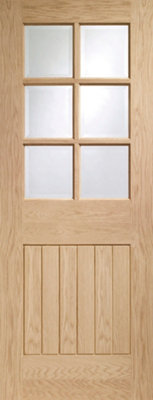 Internal Oak Suffolk 6 Light Door with Clear Bevelled Glass  - 2040 x 726 x 40mm