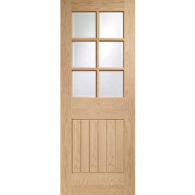 Internal Oak Suffolk 6 Light Door with Clear Bevelled Glass  - 2040 x 726 x 40mm