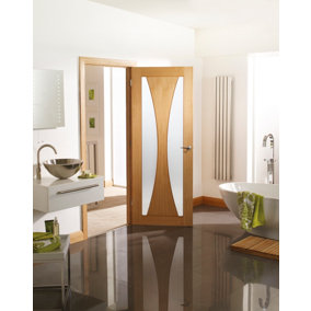 Internal Verona Oak Obscure Glass Door 2040 x 926 x 40mm