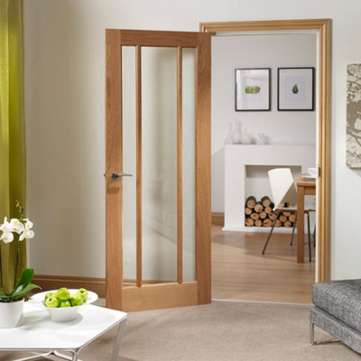 Internal Worcester Oak Clear Glass Fire Door 2032 x 813 x 44mm (32")