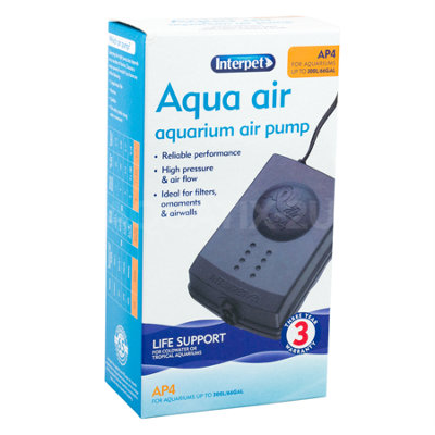 Interpet Aqua Air Oxygen Pump For Aquarium Fish Tank Aeration, Quiet, Powerful, AP Mini For XS Aquariums And Goldfish Bowls
