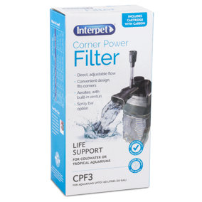 Interpet Internal Aquarium Fish Tank Safe Filtration Corner Power Filter CPF3 - 600L/ph + Spray Bar