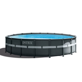 Intex 15ft x 48" Greywood Prism Frame Metal Round Above Ground Swimming Pool, Filter Pump and Accessories (2023 Version)