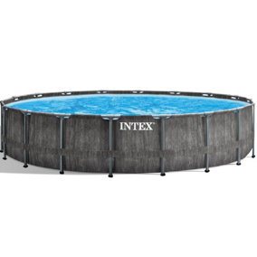 Intex 18ft x 48" Greywood Prism Frame Metal Round Above Ground Swimming Pool