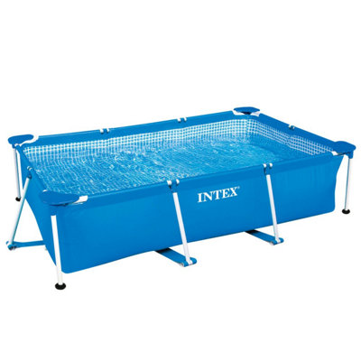 INTEX 2.6m Metal Frame Rectangular Swimming Pool Durable Outdoor Garden Pool