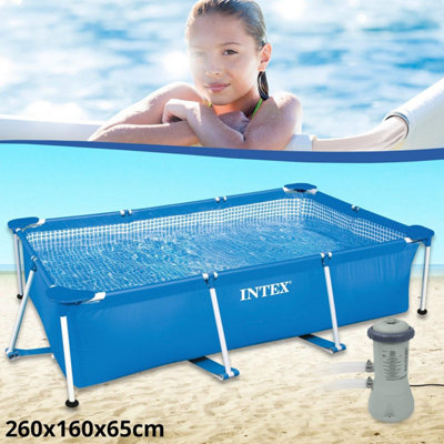 INTEX 260 x 160 x 65 cm Frame Pool Set LARGE Family with INTEX Filter ...