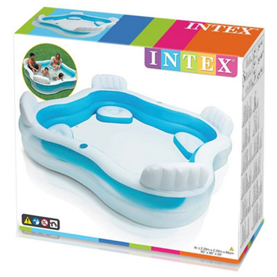 INTEX 4 Seater Paddling Pool, Adults Children Family Lounge Pool Garden ...