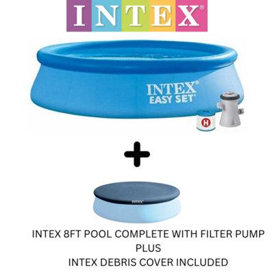 INTEX 8FT POOL & FILTER PUMP ALSO INCLUDES DEBRIS COVER EASY SET SWIMMING PADDLING SUMMER