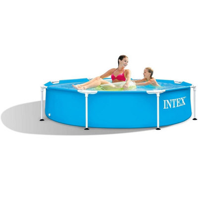Intex 8ft Round Family Swimming Pool Metal Frame Garden Patio