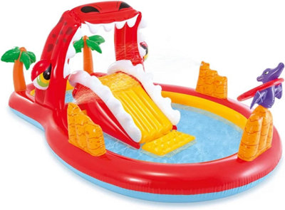 INTEX DINO PLAY CENTRE SWIMMING POOL PADDLING SLIDE SPRAYER KIDS SUMMER FUN GARDEN