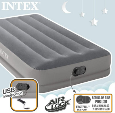 Intex® Dura-Beam Standard Prestige Twin Air Mattres With Built In USB Pump 99cm x 1.91m x 30cm | Intex South Africa