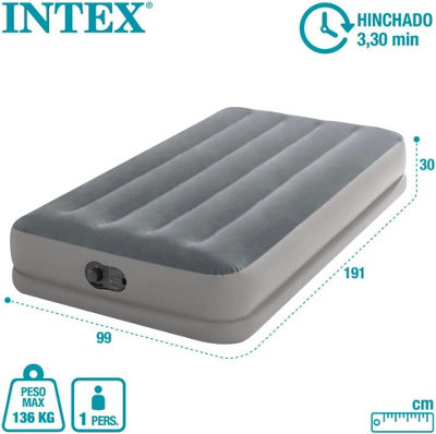 Intex Dura-Beam Standard Series Prestige Mid-Rise Air Mattress with Fastfill USB Powered Internal Air Pump, Twin