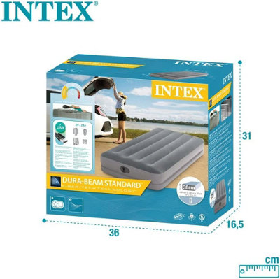 Intex Dura-Beam Standard Series Prestige Mid-Rise Air Mattress with Fastfill USB Powered Internal Air Pump, Twin
