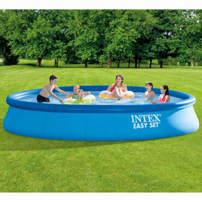 Intex Easy Set 15ft Inflatable Paddling Pool Blue With Filter Pump