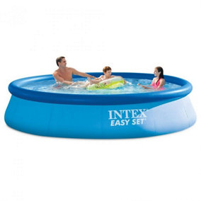 Intex Easy Set 15ft Inflatable Paddling Pool Blue With Filter Pump