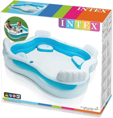 Piscina Familiar Intex De 229 Cm Con Asientos Y Reposacabezas + Cobertor De 457 Cm | Set De Verano Para 2 Adultos Y 2 Niños