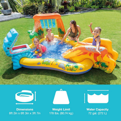 INTEX JURRASIC DINOSAUR PLAY CENTRE - SLIDE SWIMMING PADDLING POOL