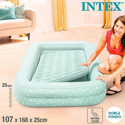 Intex Kidz Travel Cot Bed Inflatable Mattress Air Bed with Pump, 3-6