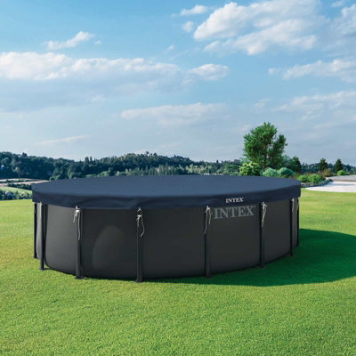 Intex Round Swimming Pool Cover - All Seasons Deluxe Debris Cover Frame ...