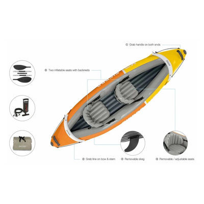 Intex Sierra K2 2-Person Inflatable Kayak Set with Aluminum Paddles & Pump