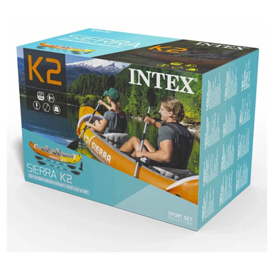 Intex Sierra K2 2-Person Inflatable Kayak Set with Aluminum Paddles & Pump