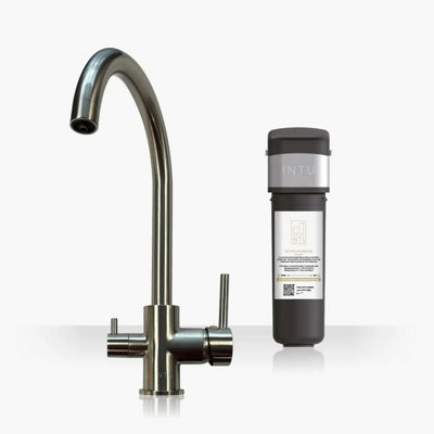 INTU Flair Brushed Nickel 3-1 Cold Swan Filtered Water Tap & Pro Filter