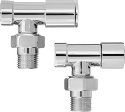 Invena 1/2 Inch Angled Chrome Radiator Valves Set Pack Inlet + Lockshield