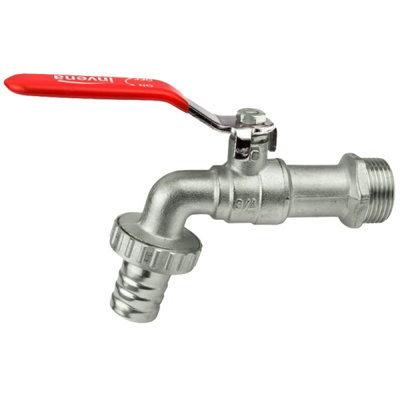 Invena 1/2 Inch Garden Tap Qoarter Turn Water Lever Type Valve Red Handle