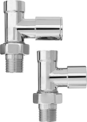 Invena 1/2 Inch Inline Straight Chrome Radiator Valves Set Pack Inlet + Lockshield