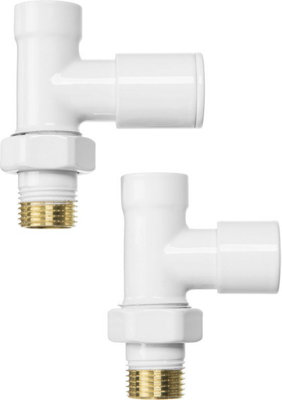 Invena 1/2 Inch Inline Straight White Radiator Valves Set Pack Inlet ...