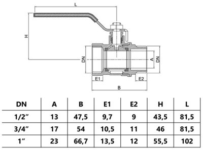 Invena 1/2 Inch Inline Water Ball Valve Quarter Turn Steel Handle DN15 Female x Male Thread