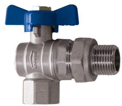 Invena 1/2 Inch Water Angled Ball Valve with Butterfly Handle Female x Male