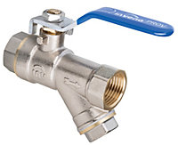 Invena 1/2 Inch Water Flow Rate Ball Valve with Strainer Female