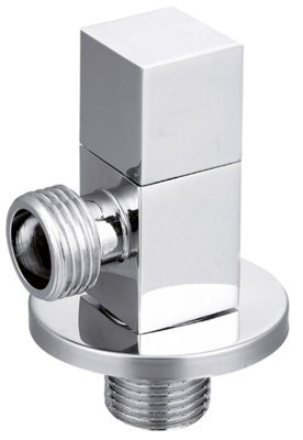 Invena 1/2" x 1/2" Inch BSP Angled Ceramic Head Valve Chromed Square Shaped Tap Connector