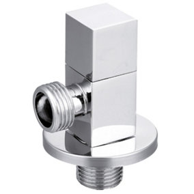 Invena 1/2" x 1/2" Inch BSP Angled Ceramic Head Valve Chromed Square Shaped Tap Connector