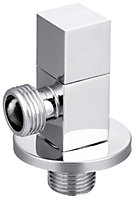 Invena 1/2" x 3/8" Inch BSP Angled Ceramic Head Valve Chromed Square Shaped Tap Connector