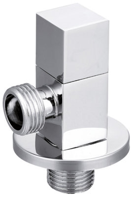 Invena 1/2" x 3/8" Inch BSP Angled Ceramic Head Valve Chromed Square Shaped Tap Connector