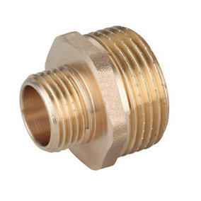 Invena 1/2x3/8 Inch Pipe Thread Reducer Nipple Male Thread Brass Fittings Reduction