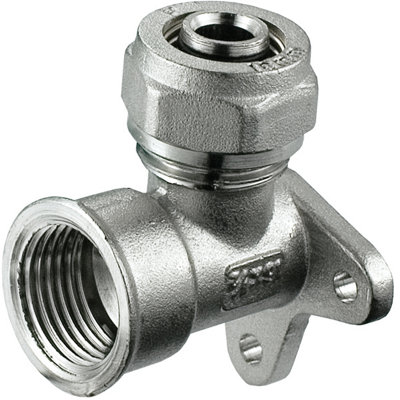 Invena 16mm PEX x 1/2inch Female Brass Elbow Wall Mounted Compression Fittings