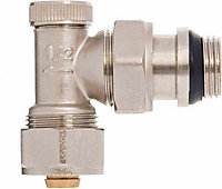 Invena 16mm x 1/2 Inch Angled Manual Return Outlet Radiator Valve PEX Compression Fittings